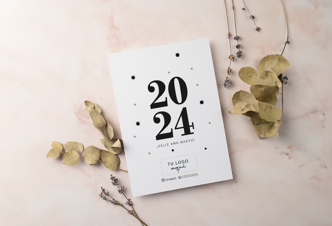 TARJETA IMPRIMIBLE CON TU LOGO (FELIZ 2024)