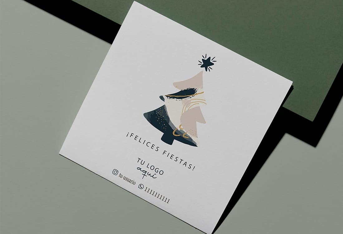 TARJETA IMPRIMIBLE CON TU LOGO (FELICES FIESTAS)