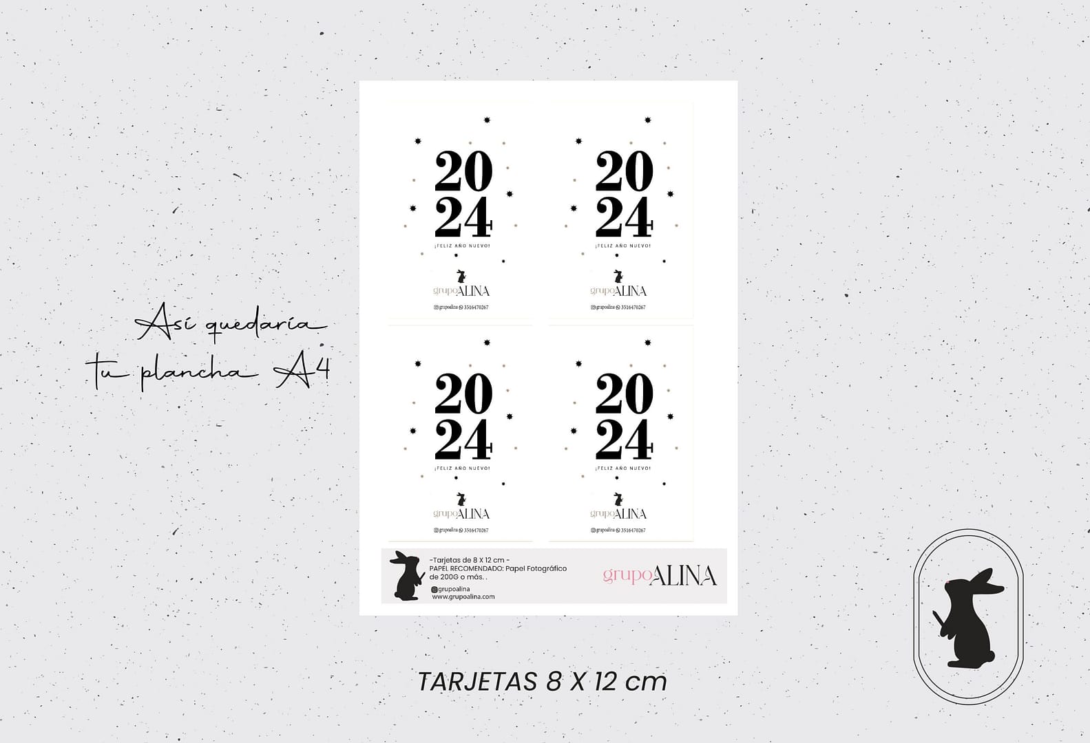 TARJETA IMPRIMIBLE CON TU LOGO (FELIZ 2024) - Imagen 2